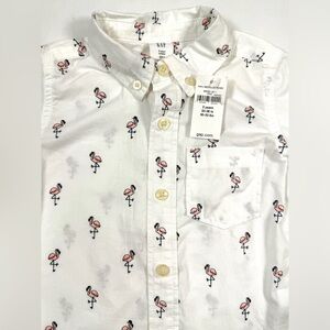 NWT BABY GAP Toddler Boys’ Flamingo Printed Short Sleeve
Casual Button Down 2